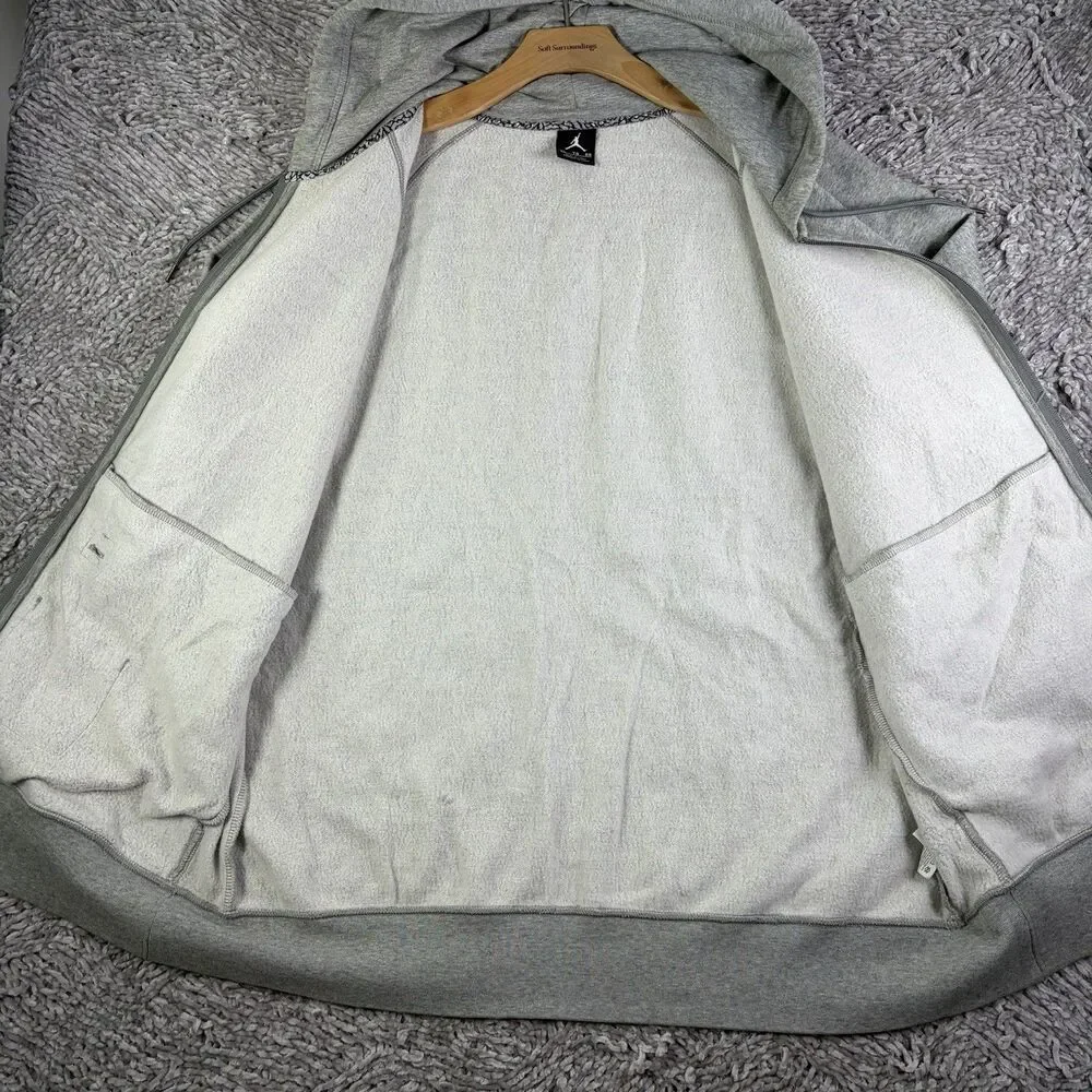 Jordan Flight Full Zip Hoodie Mens XL Gray Activewear Training Gym Winter Jump
